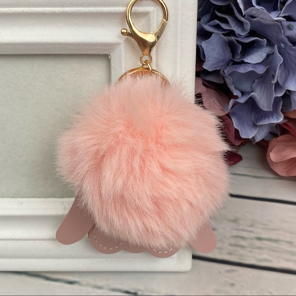 Pretty Pink Hound Dog on Pink Pom Pom Keychain - Picture 6 of 9